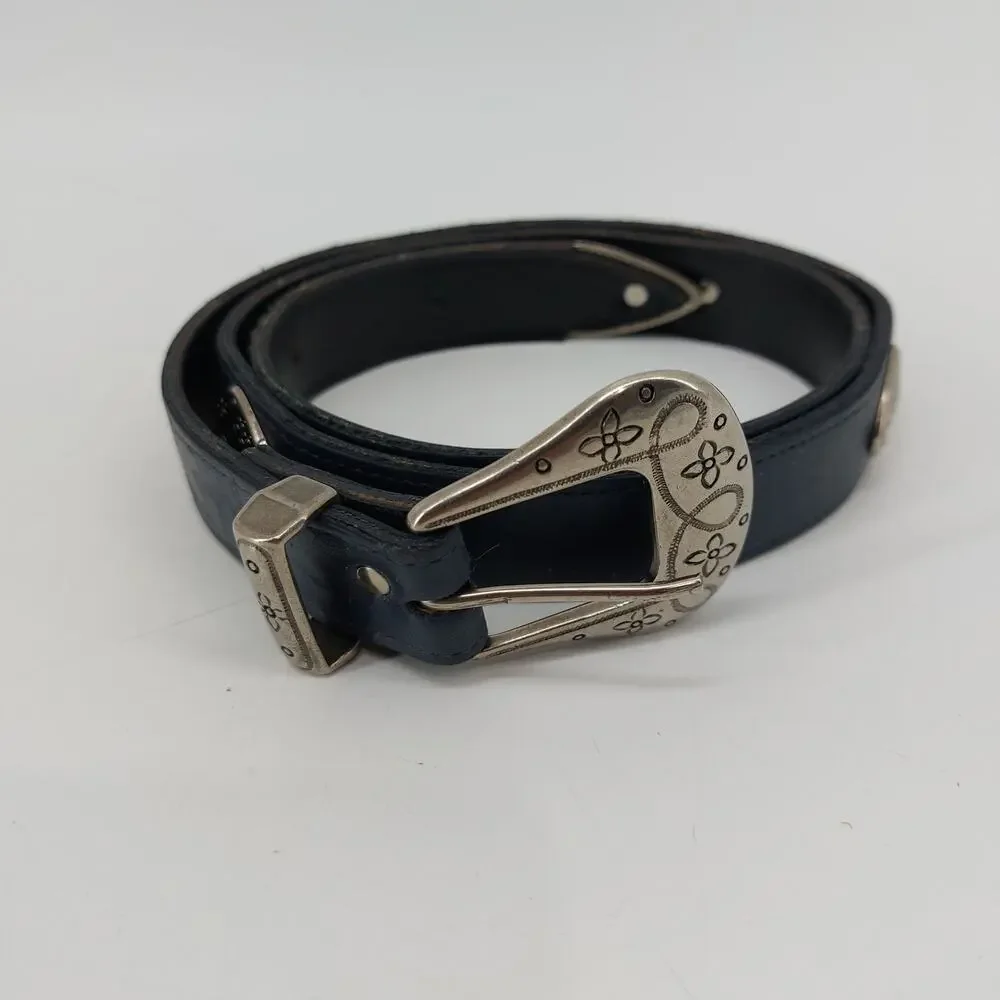Gotcha Covered Navy Blue Concho Belt Vegan Leather Western L